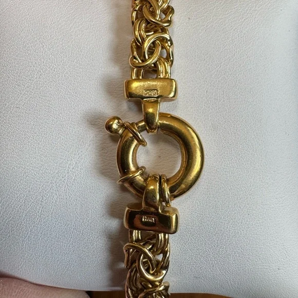 Paolo Romeo Italian Gold Over 925 Silver Byzantine Chain Bracelet - Picture 11 of 12